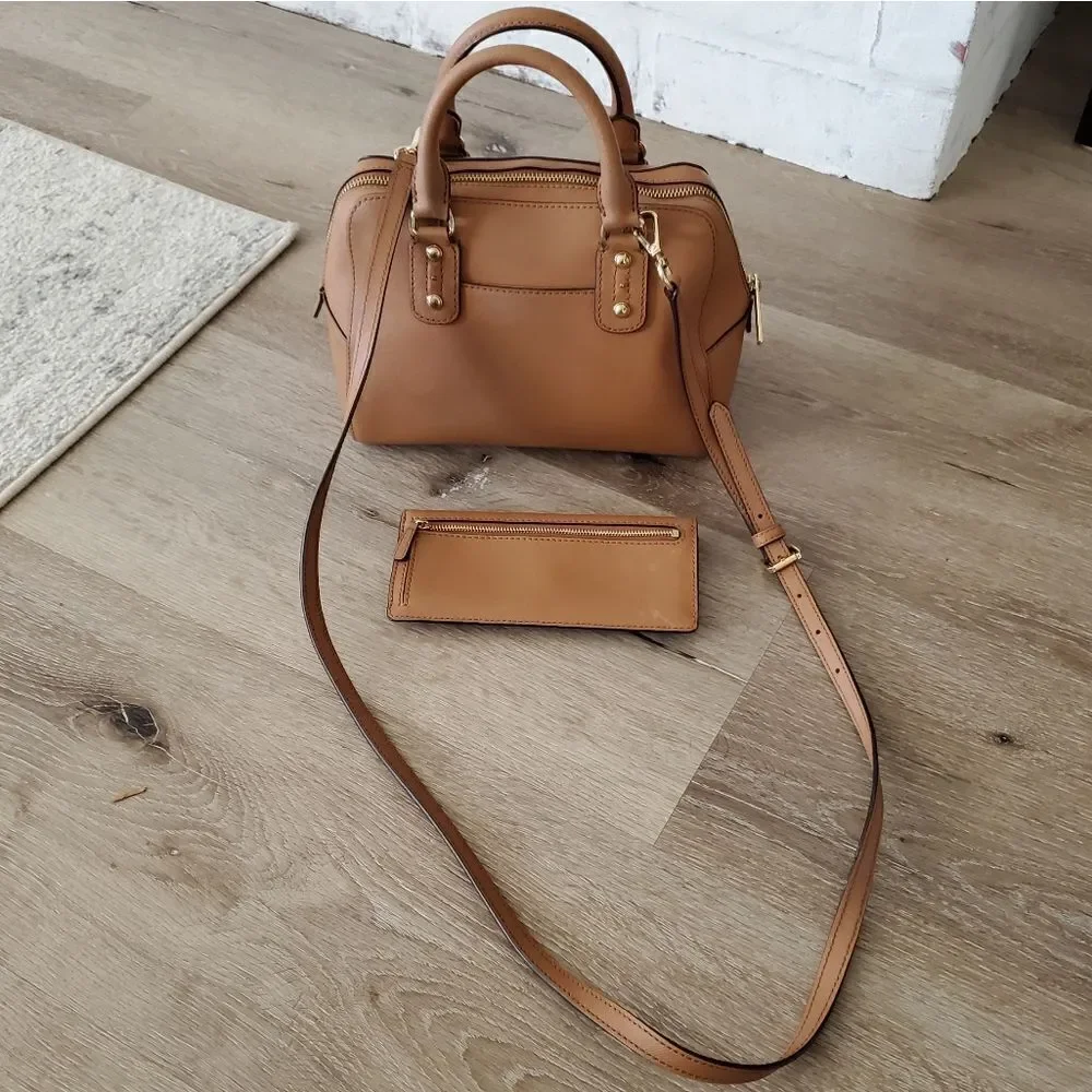 Michael Kors Saffiano Leather Crossbody Satchel and Bi-fold Wallet